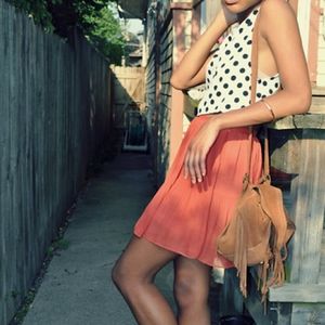 Urban outfitters white w/navy polka dot crop top